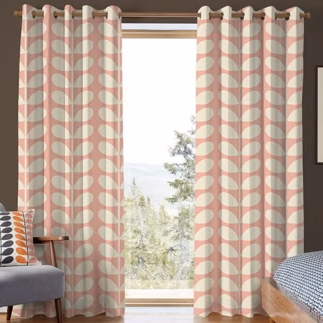 Orla Kiely Jumbo Solid Stem Made to Measure Blackout Cotton Curtain in Pink