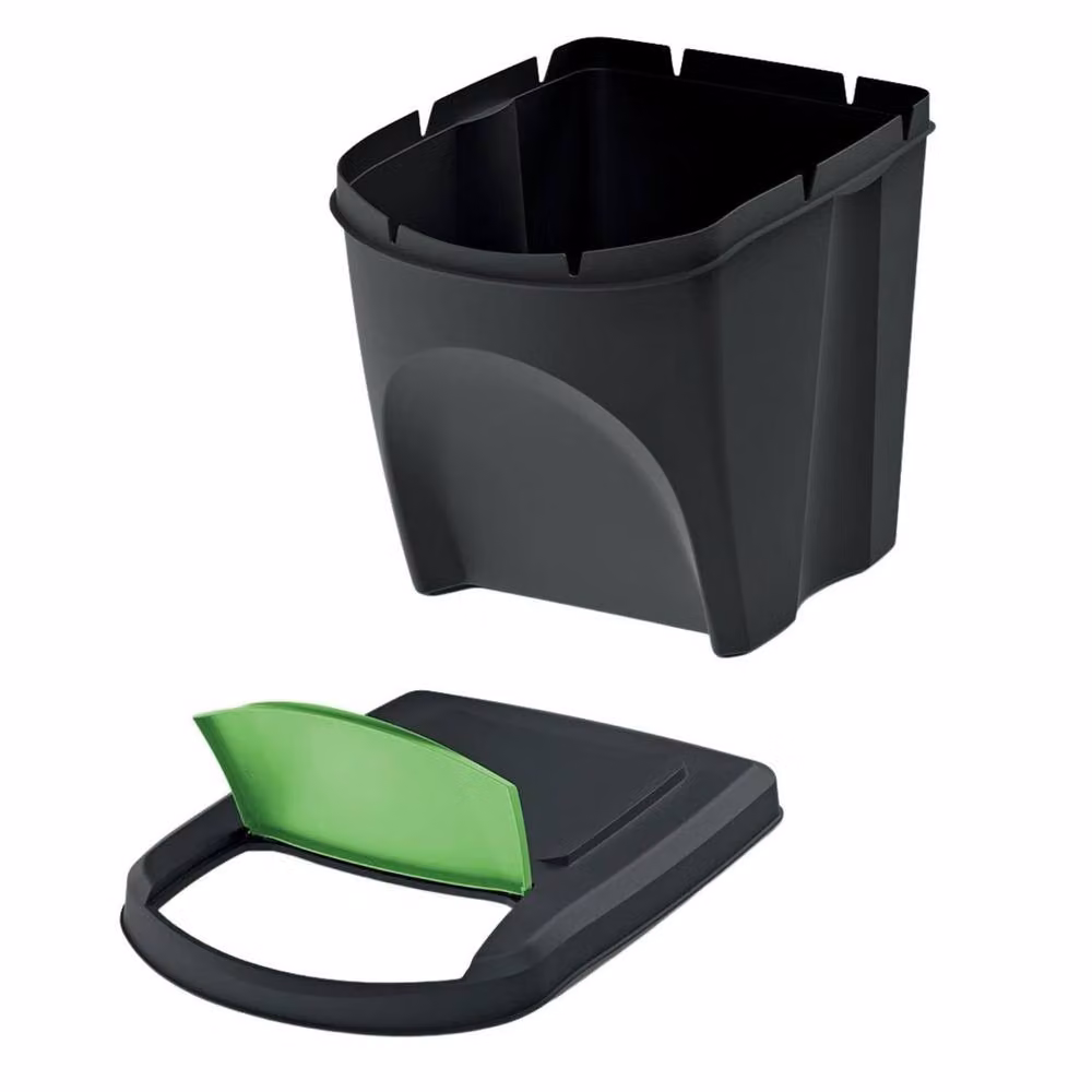 FLAVORA Set of 3 Stackable Lidded Sorting Bins with Swing Lids, 25L, Multicolour – 3