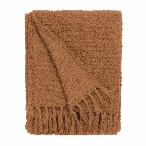Yard Candar Textured Boucle Cotton Throw in Orange, W/D/H: 130 x 170 cm – 1