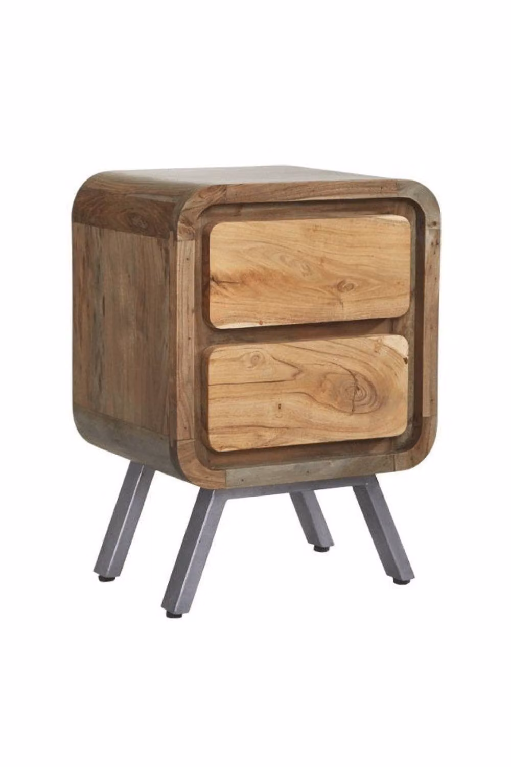 IH Design Auckley Retro 2 Drawer Lamp Side Table in Brown Metal and Wood – 2
