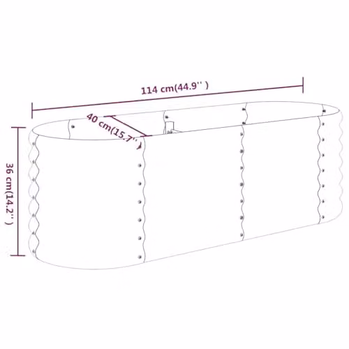 vidaXL Anthracite Galvanised Steel Raised Bed for Vegetable, Herb or Ornamental Gardens W/D/H: 114 x 40 x 36 cm – 3