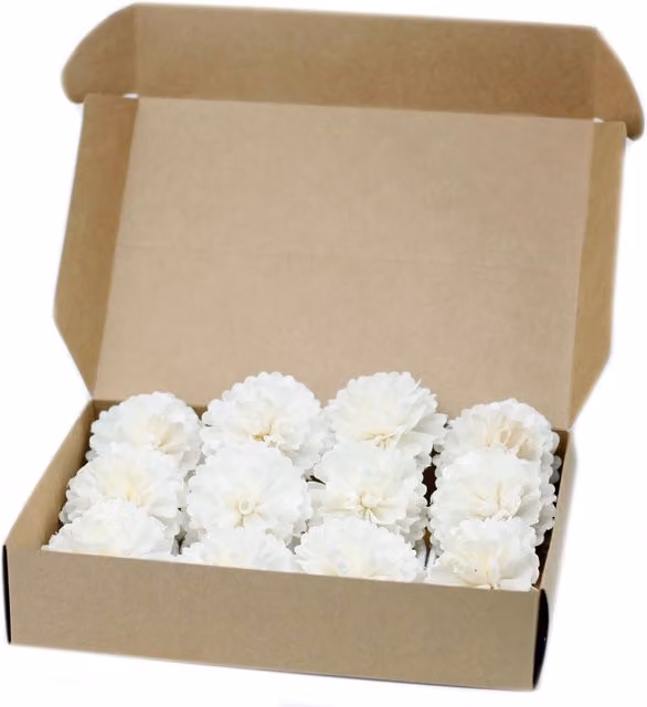 KDMD Natural White Med Carnation Diffuser Flowers on String, Set of 12