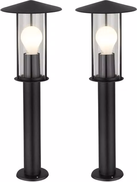First Choice Lighting Treviso Set of 2 Black Outdoor LED Post Lights, Height: 50 cm – 1