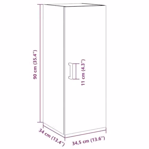 vidaXL Wall Mounted Cabinet in Old Wood Brown, W/D/H: 34.5 x 34.0 x 90.0 cm – 3
