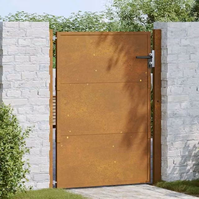 Berkfield Home Durable Corten Steel Garden Gate, Brown, W: 105 cm, H: 130 cm
