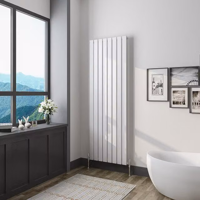 AicaBathroom Vertical Flat Panel Steel Radiator in White, H 160 cm x W 54.4 cm