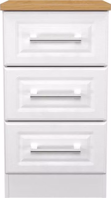 Ready Assembled 2 U Norfolk 3 Drawer Bedside Cabinet in White Ash and Oak