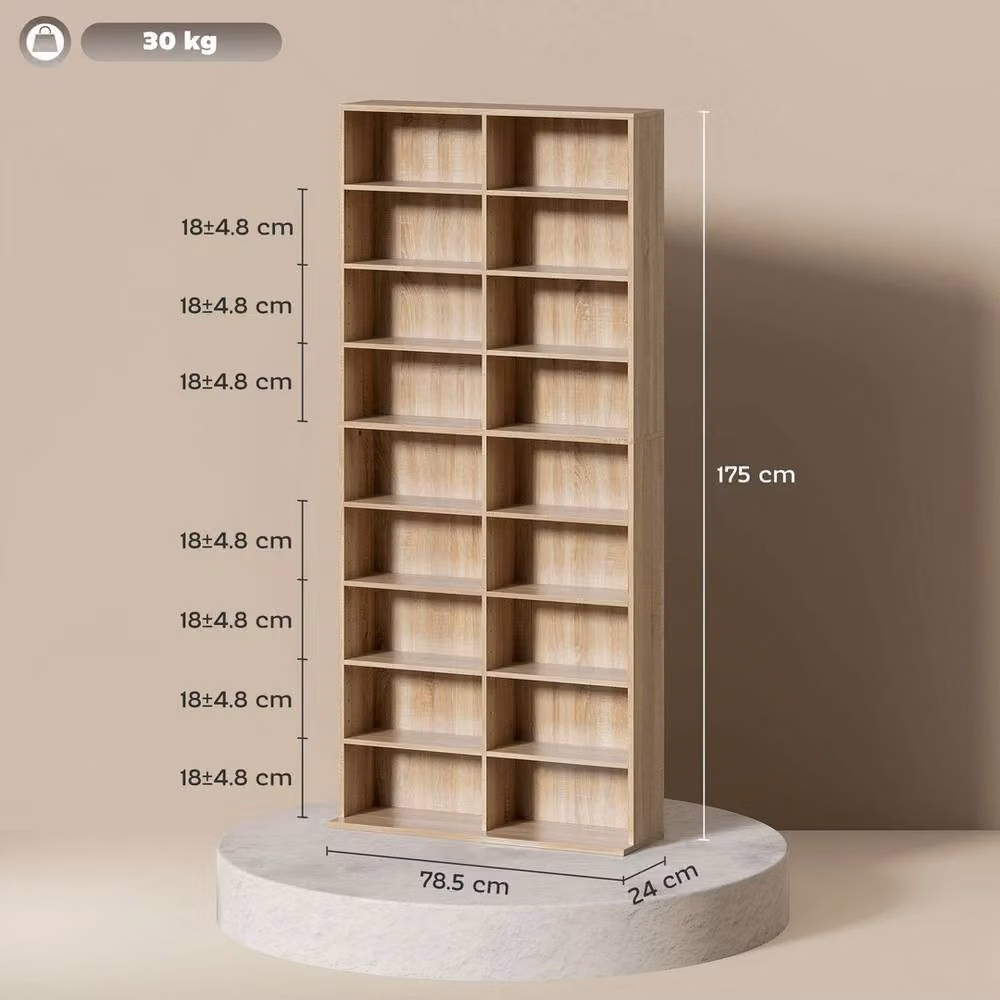 NESTLUNE 640 CD and DVD Storage Tower in Brown with Adjustable Shelves and Back Panel, W: 15 cm, H: 100 cm – 2