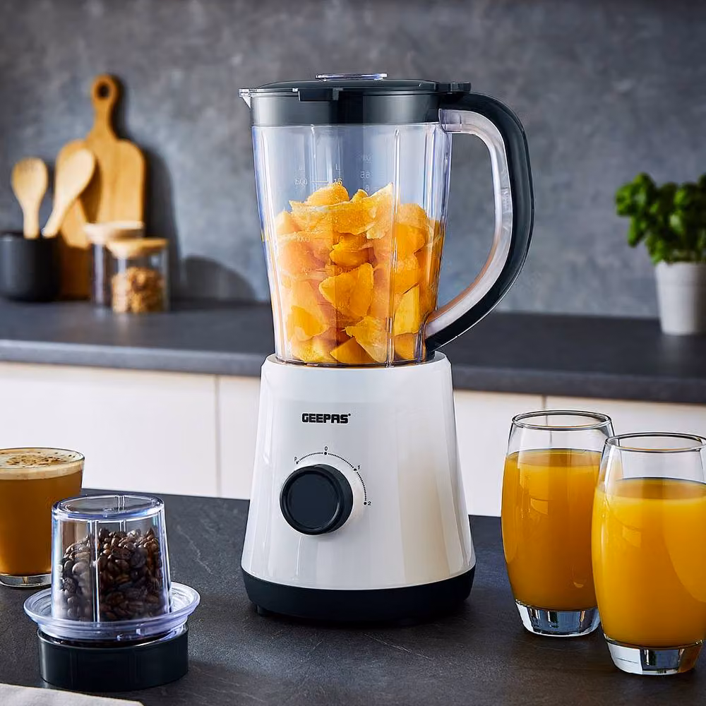 Geepas 500W Blender with 1.5L Jar and Spice Grinder in White – 2