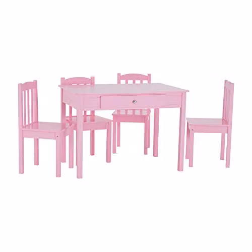 Orsina Pink 5 Piece Kids Dining Set with Rectangular Table and 4 Chairs – 1