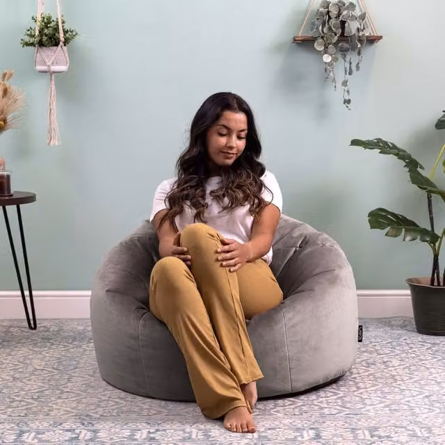 icon Kingston Classic Velvet Bean Bag - Grey