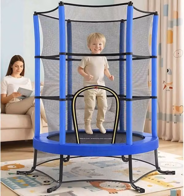 The Bazaarist Mini Trampoline with Safety Enclosure, Blue