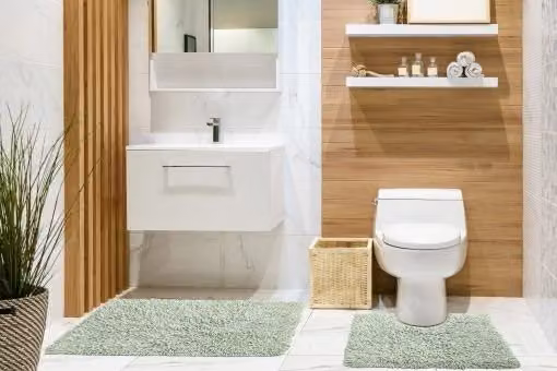 New Edge Blinds Tumble Twist Collection 2-Piece Pure Cotton Bath Mat and WC Pedestal Mat Set in Green, W: 50 cm, L: 80 cm