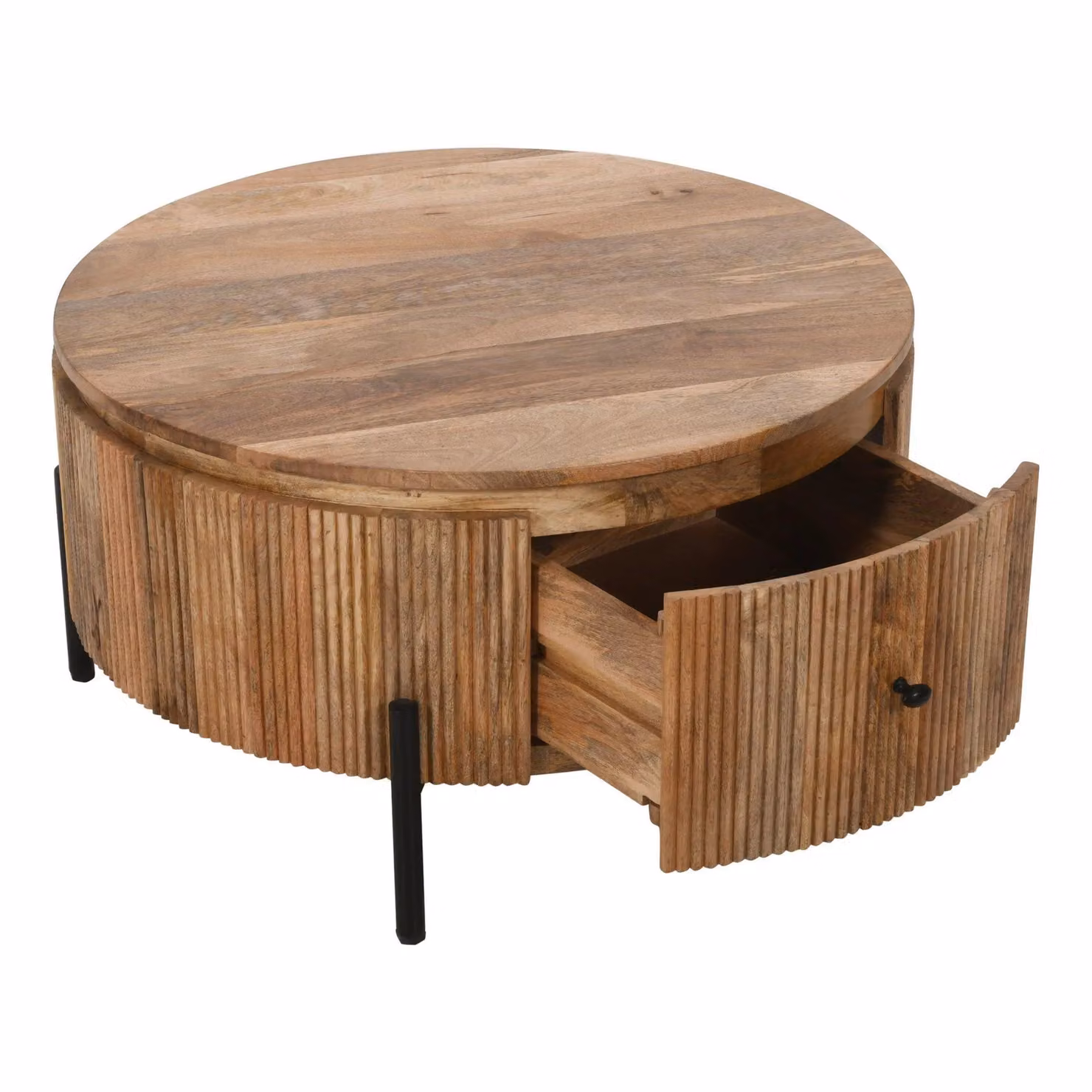 IH Design Margarita Natural Solid Wood Coffee Table with Metal Legs, W/D/H: 80 x 80 x 45 cm – 3