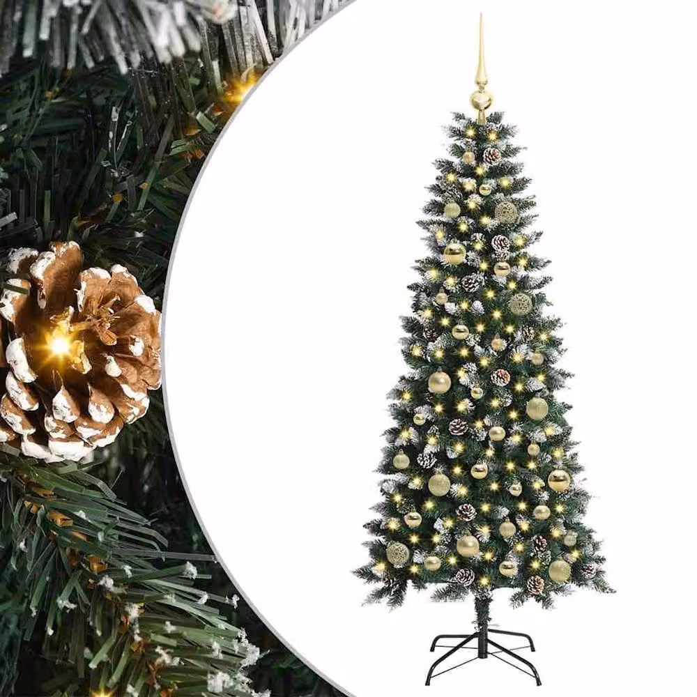 Berkfield Home Artificial Christmas Tree with 150 LEDs, Green, H 150 x W 66 x D 66 cm – 2