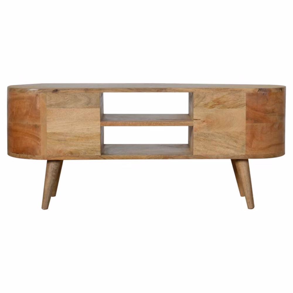 Matteo Mango Wood Entertainment Unit in Brown with 4 Drawers and 2 Shelves in Scandinavian Style – 4