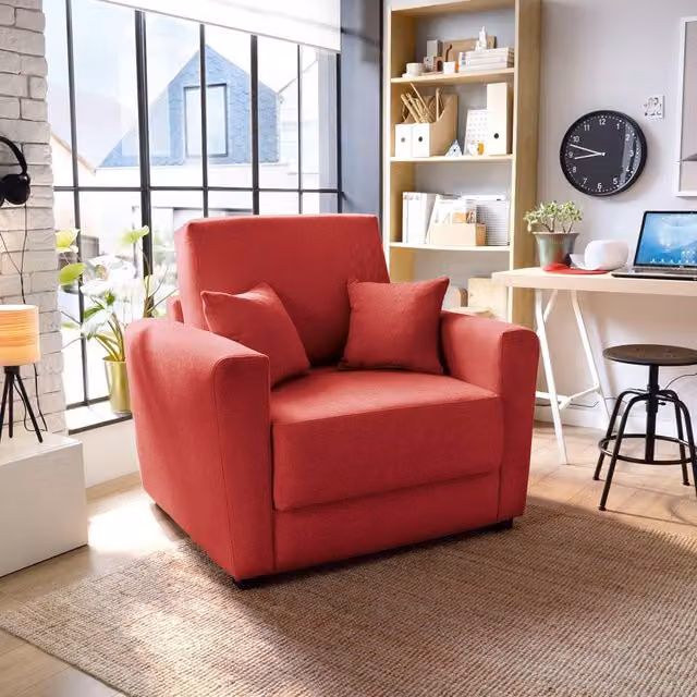 Abakus Direct Olly Single Sofa Bed in Red Linen – 1