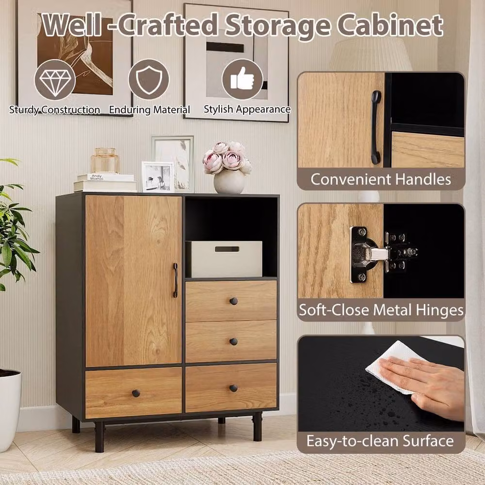 Kelvenix Mid Century Kitchen Buffet Sideboard Storage Cabinet in Brown – 5