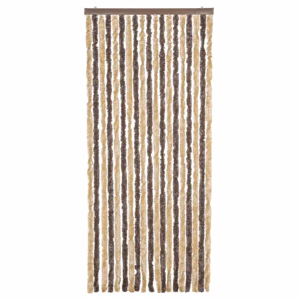 Berkfield Home Chenille Fly Curtain in Dark Brown and Beige, W: 56 cm, H: 200 cm – 3