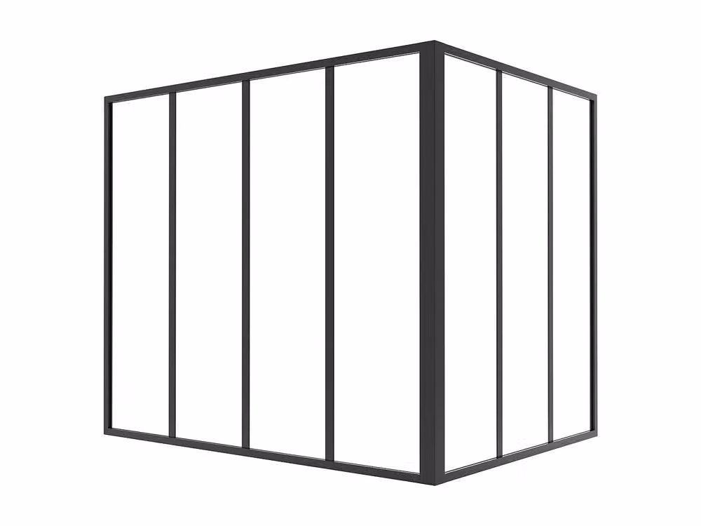Vente-unique Corner Workshop Steel-Look Aluminium Partition Window in Black, W: 120 cm, D: 90 cm, H: 105 cm – 2