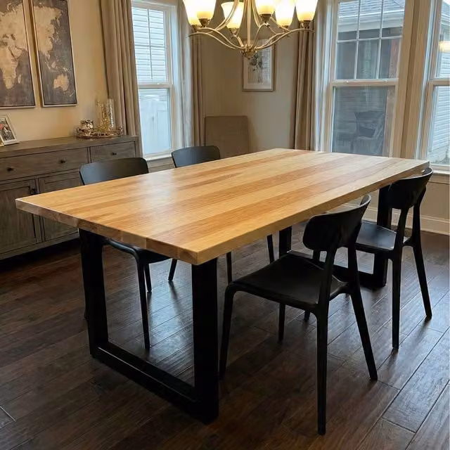 TRL Handmade Furniture Modern Rectangular Ash Wood Dining Table in Black or Brown, W: 160 cm, D: 100 cm, H: 75 cm
