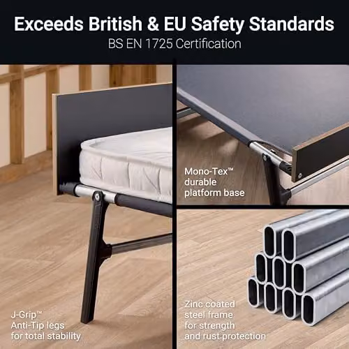 Jay-Be Grand 80cm Folding Guest Bed with Pocket Sprung Mattress, Black, W/D/H: 80 x 190 x 24 cm – 7