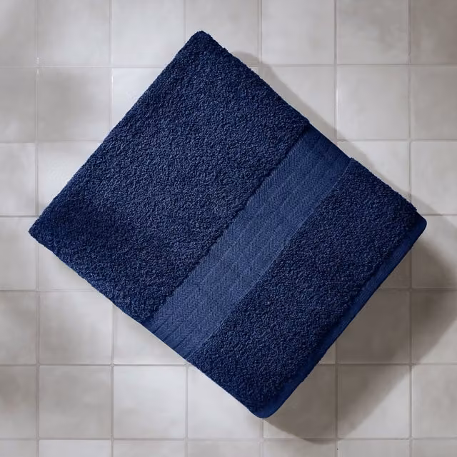 OHS 10 Pack of Fluffy 100% Cotton Terry Bath Towels in Blue