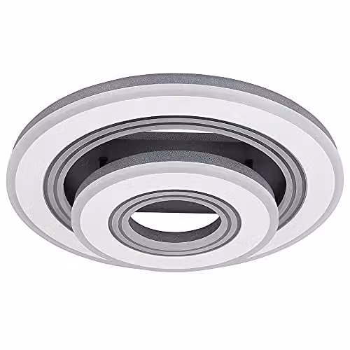 Globo Lighting Netlighting Jack Round LED Ceiling Light, Dimmable with Remote Control, Black or White, W/D/H: 50 x 50 x 11.5 cm – 1