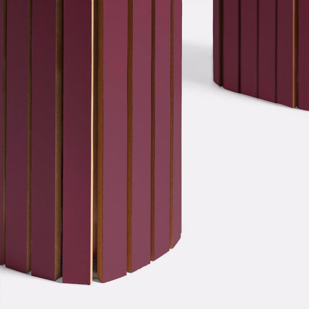 OHS Madison Ribbed Oval Coffee Table in Wine Red – 4