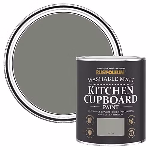 Rust-Oleum Water Based Kitchen Cupboard Paint in Matt Finish, Green and Grey, 750ml – 1