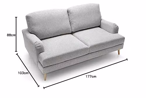 Abakus Direct Harper 3 Seater Sofa in Light Grey Smart Chenille Fabric – 2