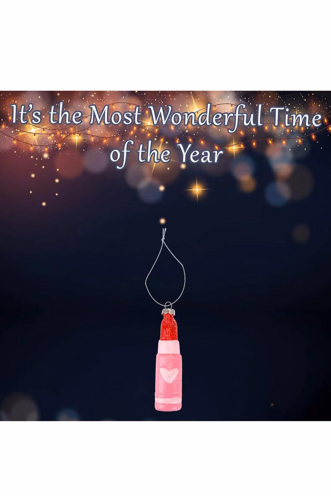 VFM e-Store Pink Lipstick Christmas Tree Hanging Ornament, H 11.5 x W 2.6 x D 2.6 cm – 2