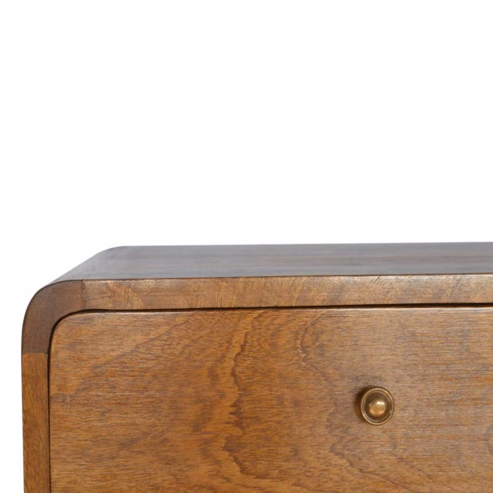 Wyld Haus Monforte Floating Curved Bedside Table in Brown Mango Wood with 2 Drawers W/D/H: 32 x 25 x 32 cm – 4