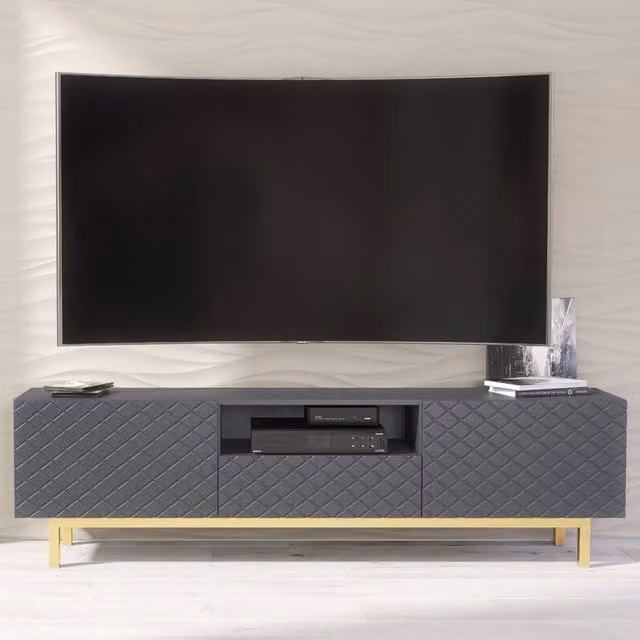 Mex Furniture LTD Diamond Luxe TV Unit in Dark Grey and Gold, W: 180 cm, D: 35 cm, H: 50 cm – 1