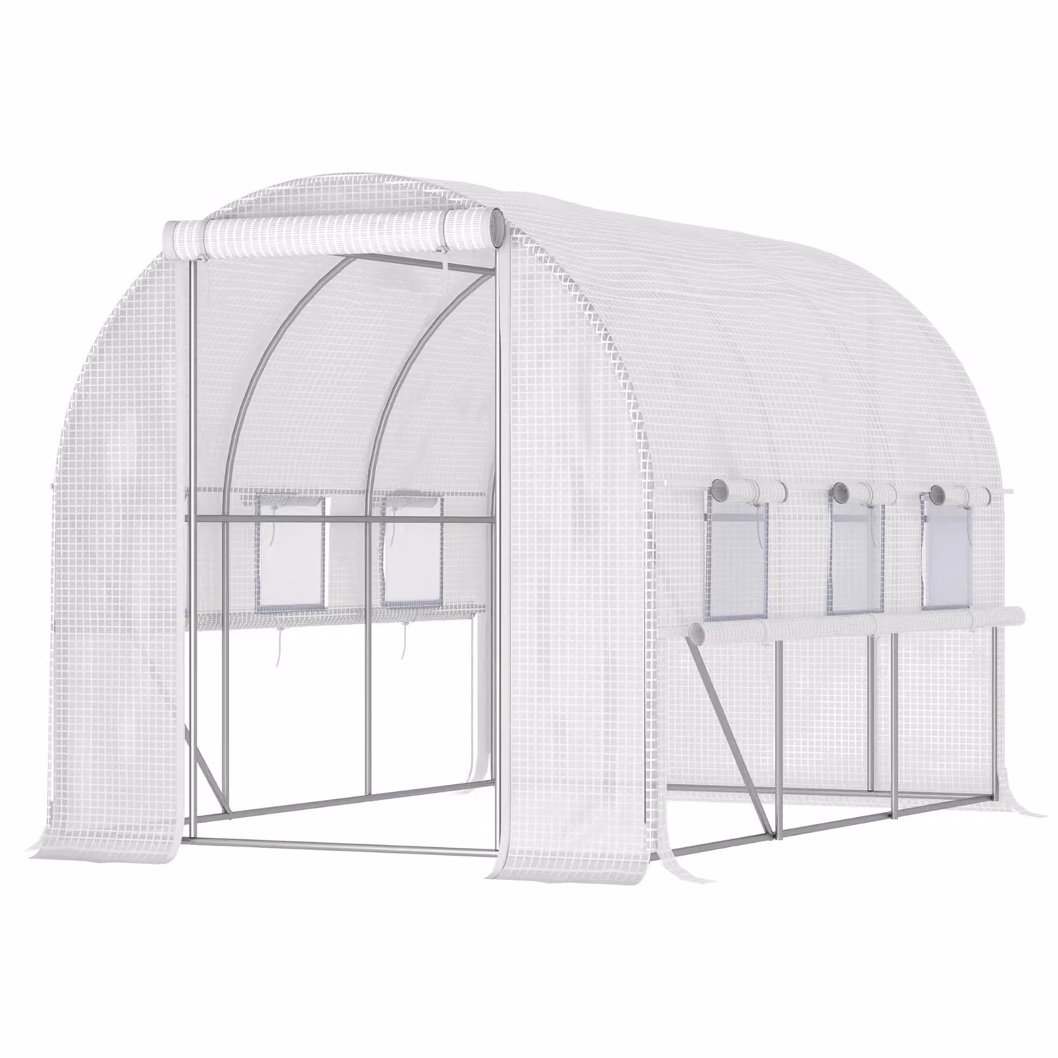 Outsunny White Walk-in Tunnel Greenhouse with Roller Window, W/D/H: 300 x 200 x 200 cm – 2