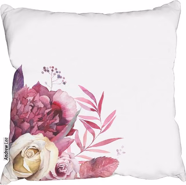 Andrew Lee Pink and White Floral Square Cushion, W/D/H: 60 x 60 x 1 cm