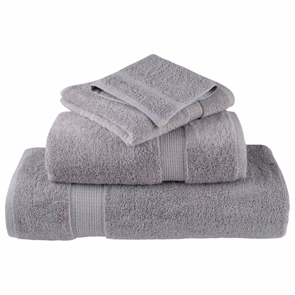 Berkfield Home SOLUND Premium Cotton Soap Towels, Grey, 4 Pack, W/D/H: 30 x 30 cm, 600gsm – 3