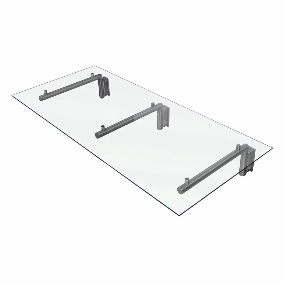Monstershop Glass Door Canopy and Brackets in Silver Stainless Steel, W: 180 cm, D: 80 cm – 2