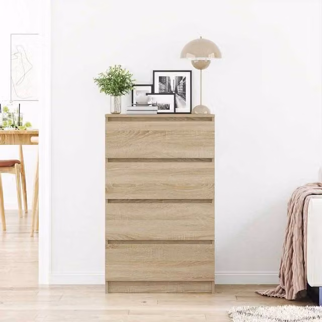 Berkfield Home Sonoma Oak Sideboard in Light Tan Beige, W/D/H: 60 x 35 x 98.5 cm