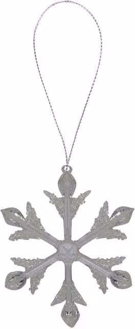 VFM e-Store Silver Glass Snowflake Hanging Decoration, W: 15 cm, H: 14 cm