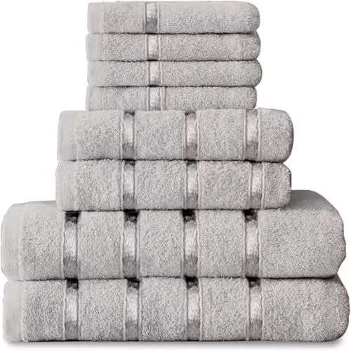 Smart Living GC Gaveno Cavailia 8 Piece Luxury Cotton Towel Bale Set in Silver, 450 GSM – 1
