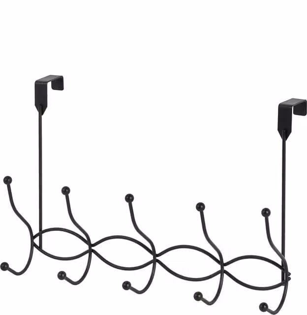 Showerdrape Metal Hanging Over Door Storage Hooks in Black, W/D/H: 41.0 x 27.0 x 10.0 cm