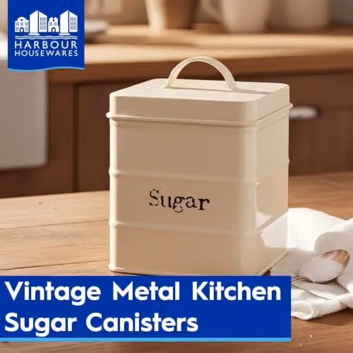 Harbour Housewares Metal Sugar Storage Canister with Airtight Lid, White – 3