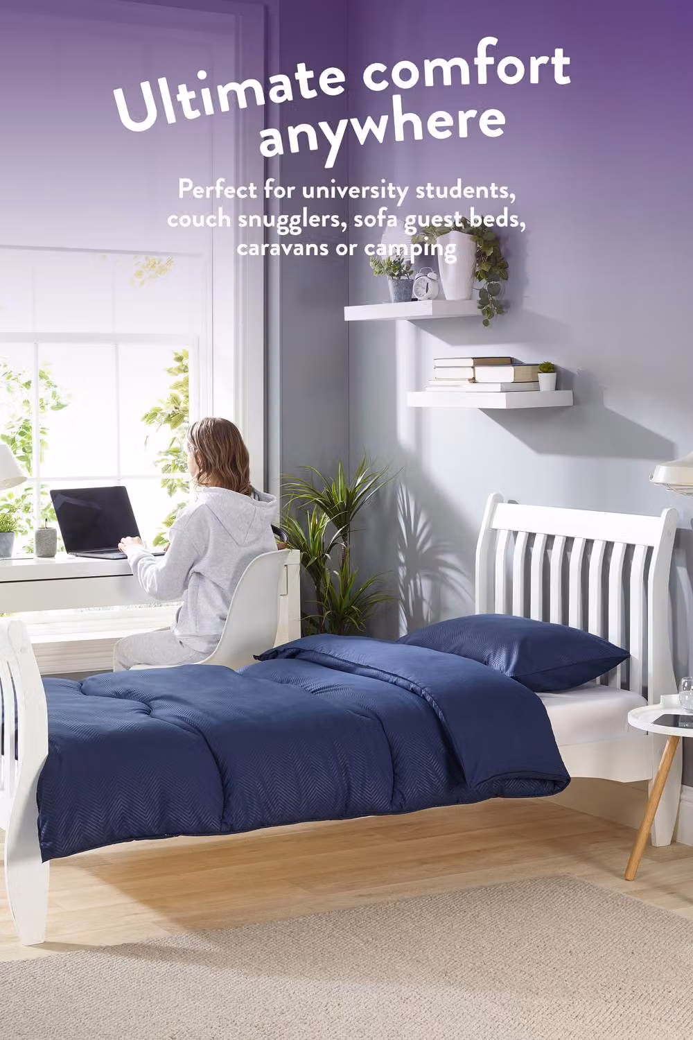 Slumberdown Navy Blue Embossed Herringbone 10.5 Tog Coverless Duvet – 5
