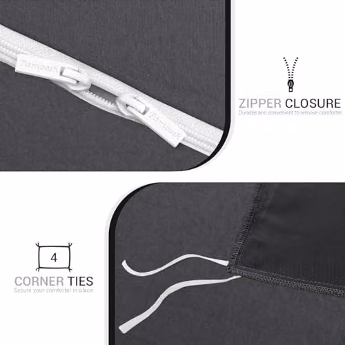 Pamposh Pack of 4 Single Duvet Cover Sets in Grey, Premium Pre-Washed Microfibre, W: 135 cm x L: 200 cm – 3