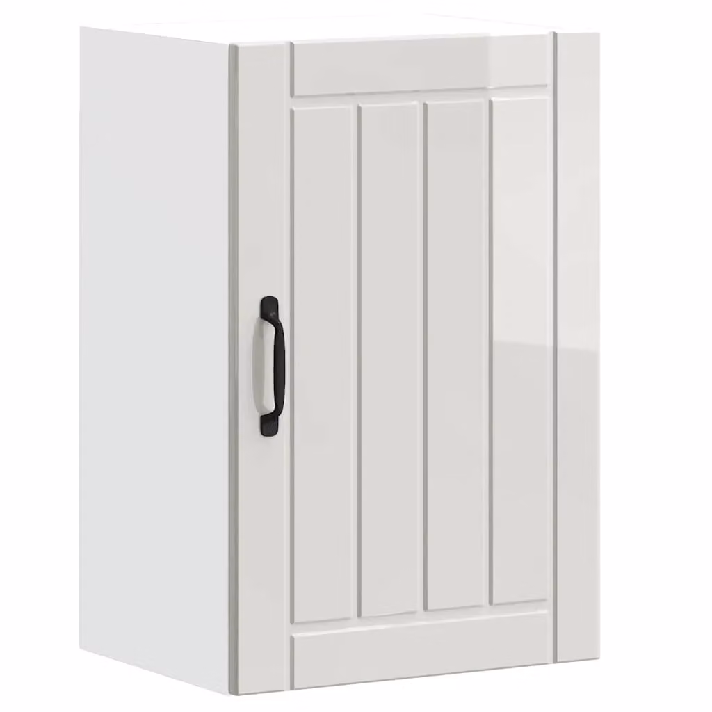 Berkfield Home Lucca High Gloss White Kitchen Wall Cabinet with Glass Doors