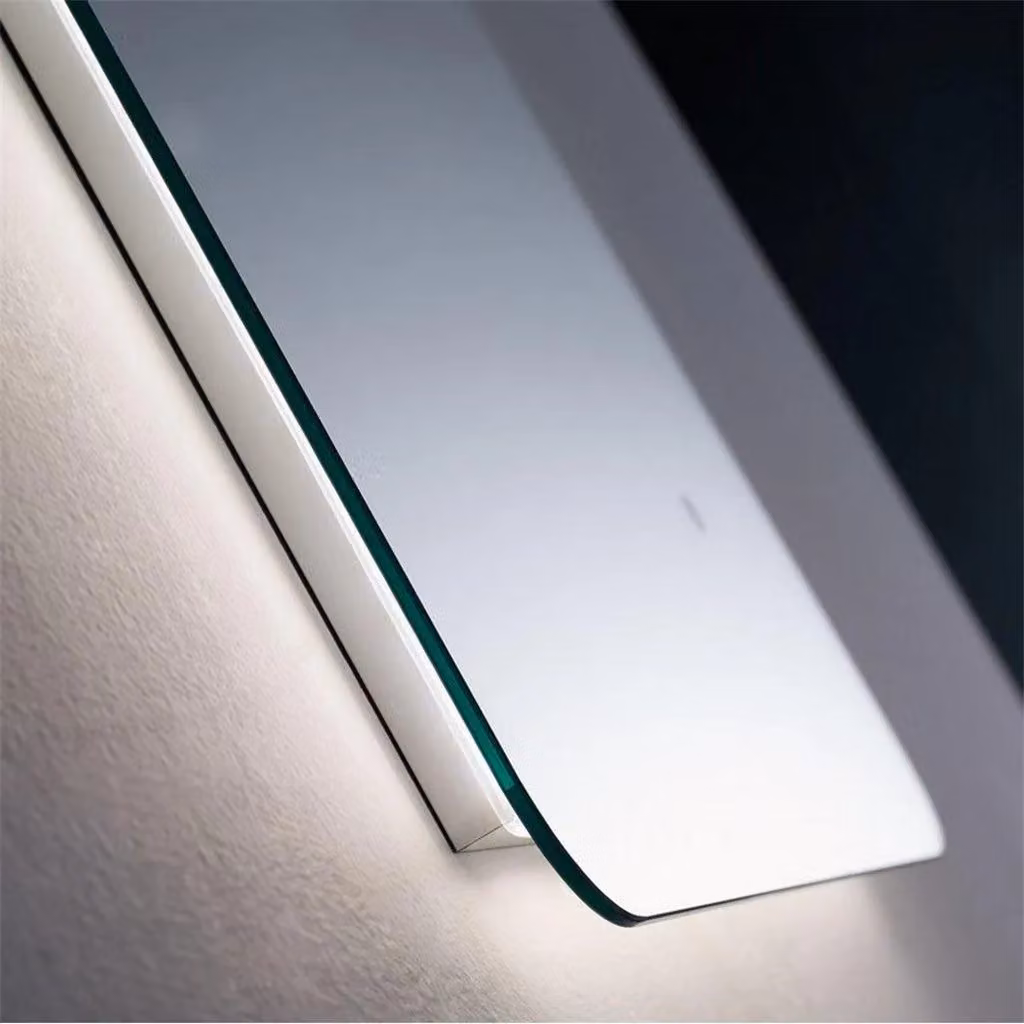 Clifton Modern Round LED Light Bathroom Wall Mirror in White, Brown or Silver, Width: 50 cm – 2