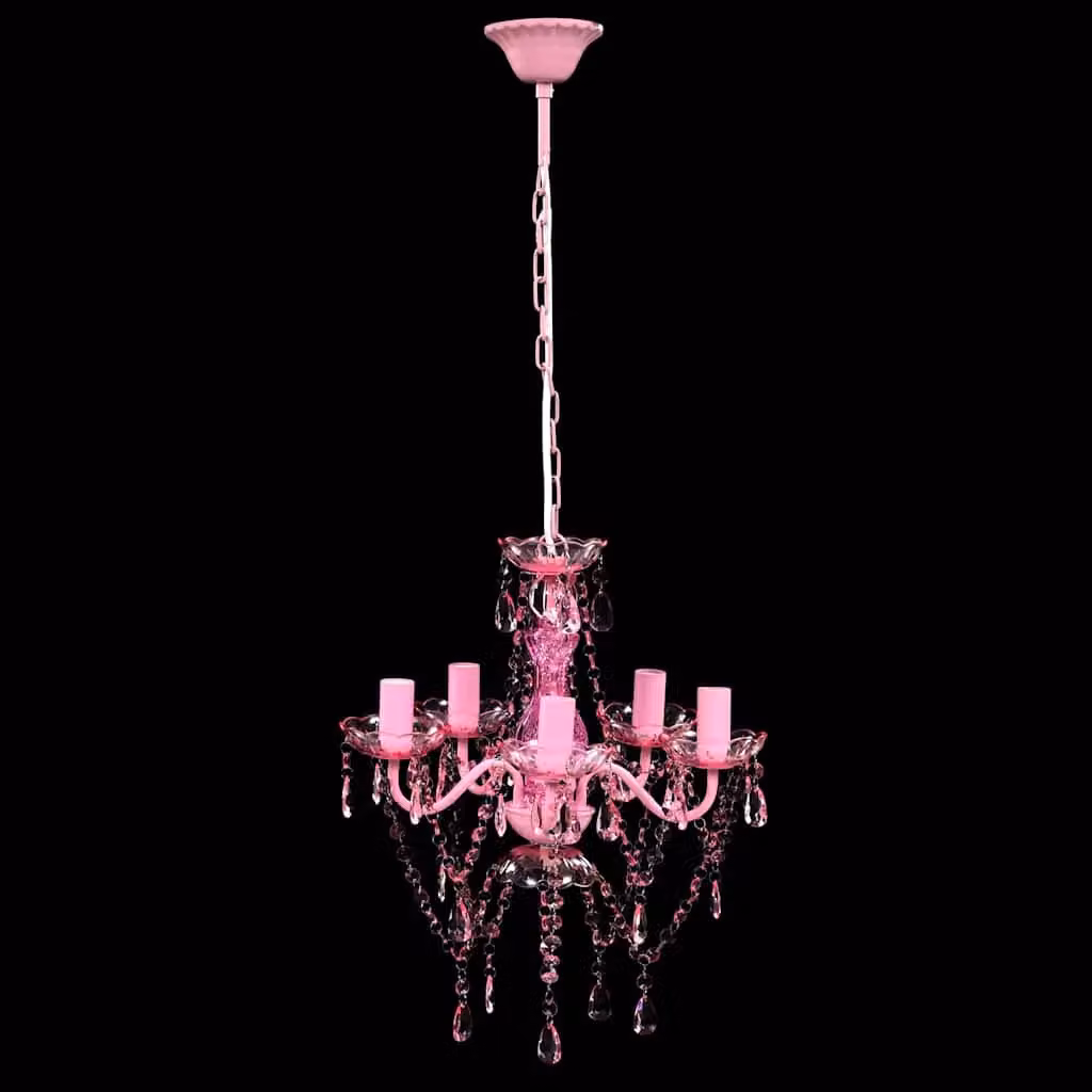 Berkfield Home Crystal Pink Ceiling Light with 5 LED Bulbs – 2