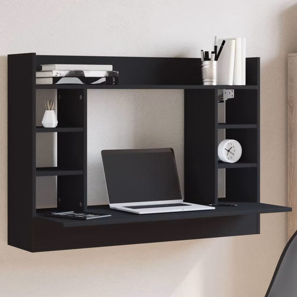 Berkfield Home Black Wall-Mounted Floating Writing Desk, W/D/H: 105 x 48 x 75 cm – 2