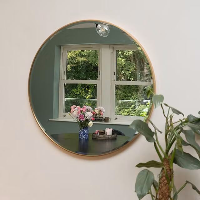 Madison & Mayfair Round Wall Mounted Mirror with Gold Metal Frame, Diameter: 80 cm – 1